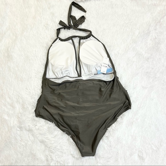 ➕ NWT Cupshe Olive Green Halter One Piece Swimsuit Size 3X - Picture 4 of 11